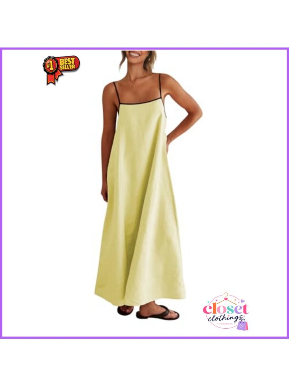 Linen Maxi Dress Spaghetti Strap Casual Boho Sundress